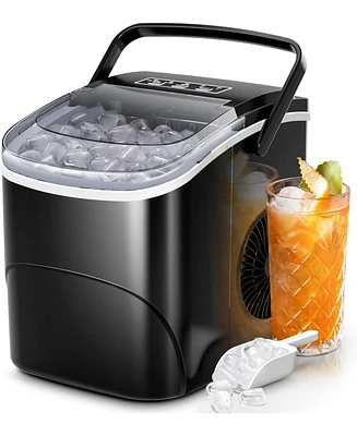 Cowsar Countertop Ice Maker,26Lbs/24H,9 Cubes in 6 Mins,Portable Ice Machine with Ice Scoop and Basket,2 Sizes of Bullet Ice Cube for Home Kitchen Off