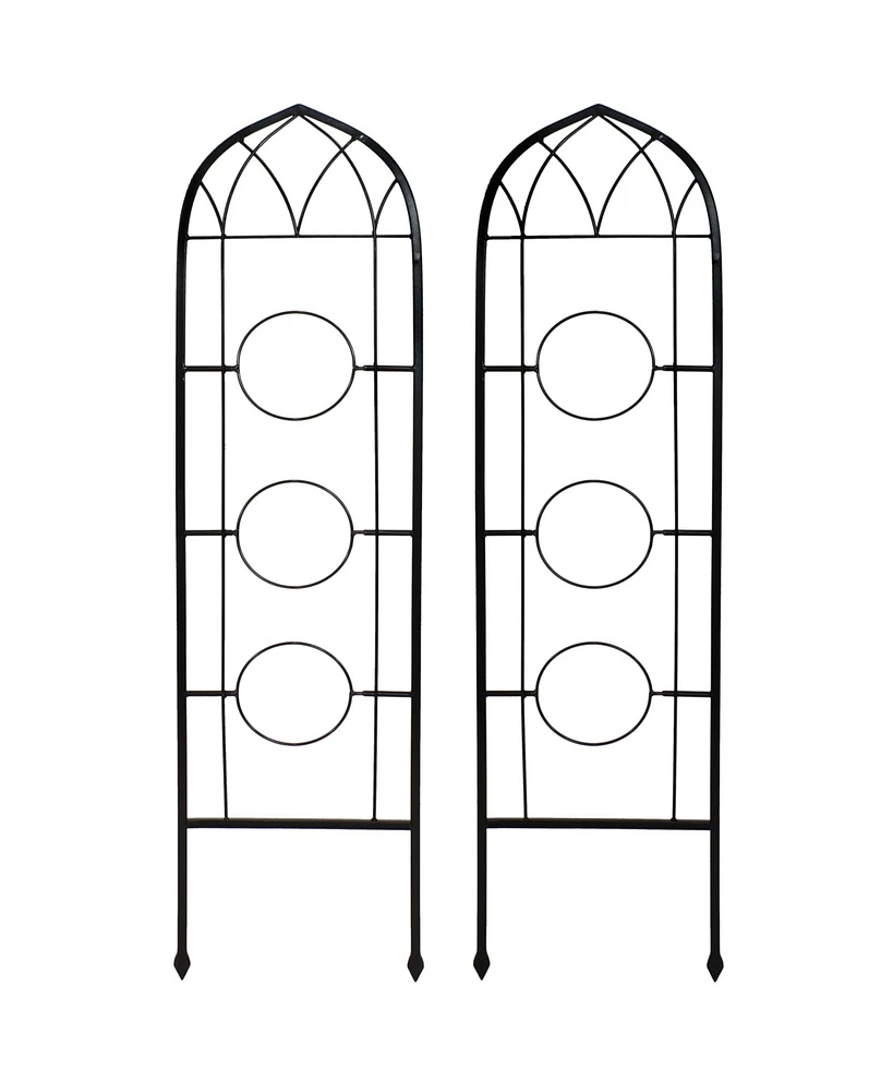 2-Piece Arched Climbing Plants Wall Trellis with Flower Pot Supports