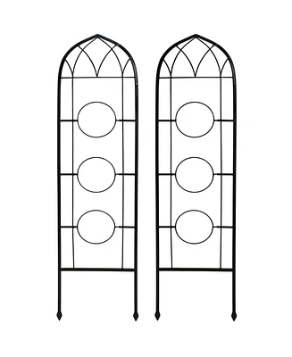 2-Piece Arched Climbing Plants Wall Trellis with Flower Pot Supports