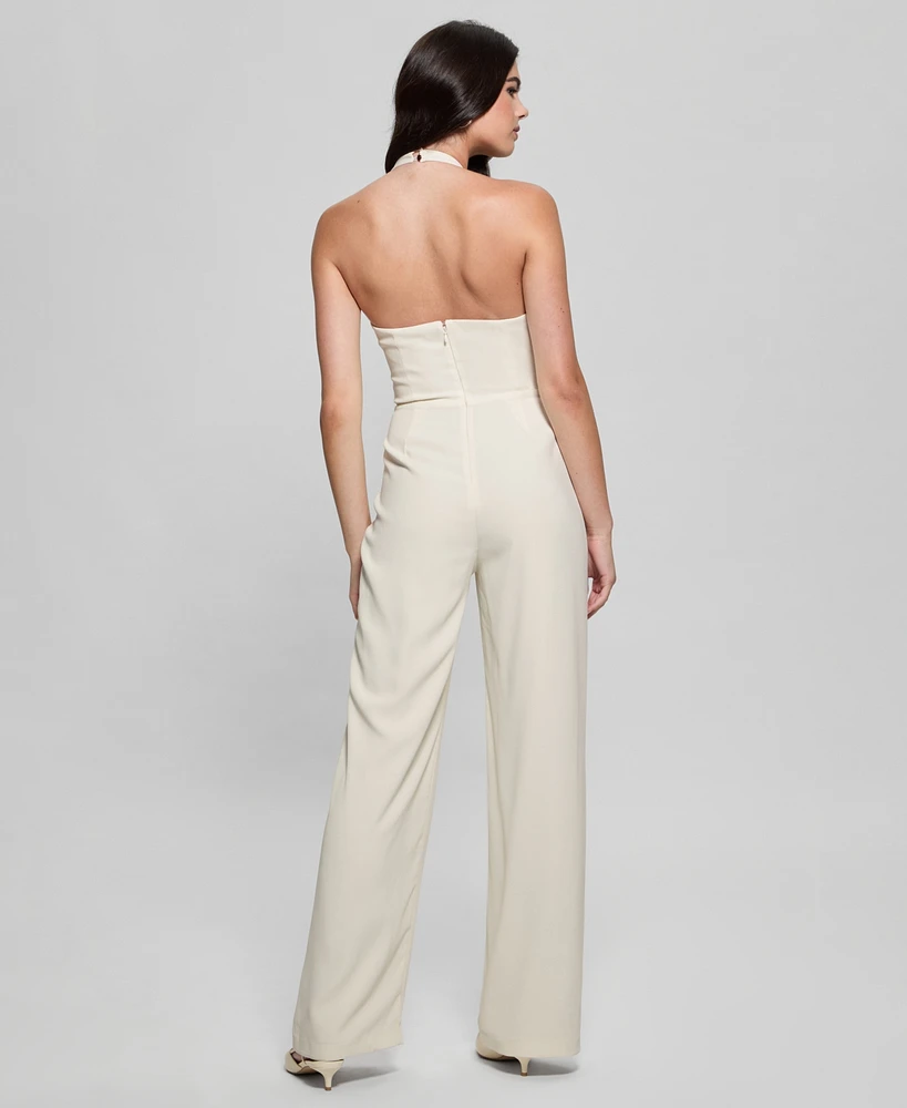Guess Women's Ferra Sleeveless Halter Wide-Leg Jumpsuit