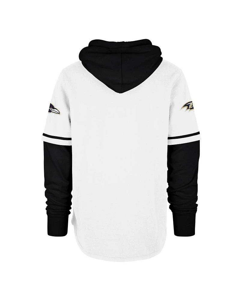 '47 Brand Men's White Baltimore Ravens Trifecta Shortstop Pullover Hoodie