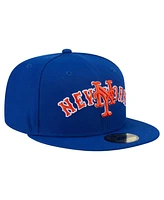 New Era Men's Royal New York Mets Overlap 59FIFTY Fitted Hat