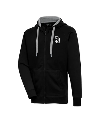 Antigua Men's Black San Diego Padres Metallic Victory Full-Zip Hoodie Jacket