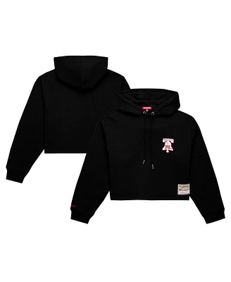 Mitchell & Ness Women's Black Philadelphia 76ers Hardwood Classics Cropped Pullover Hoodie
