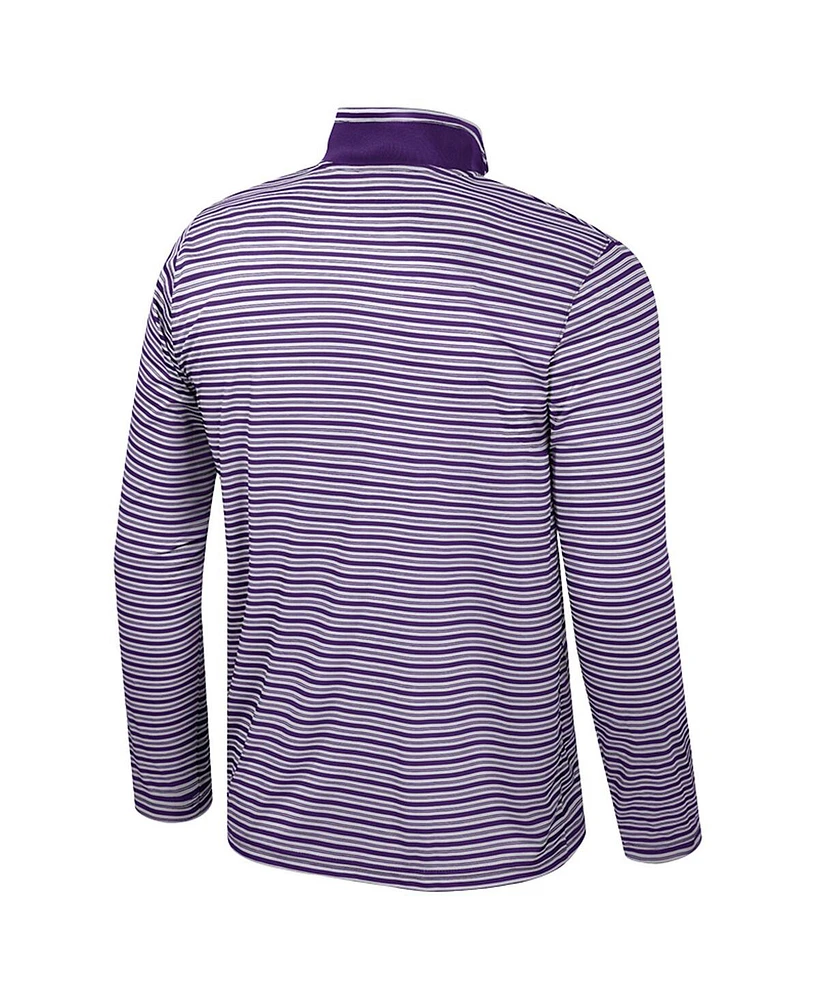 Colosseum Men's Purple Lsu Tigers Striped Quarter-Zip Top