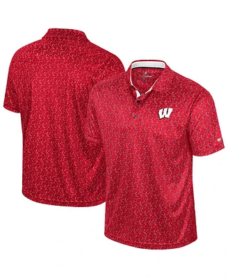 Colosseum Men's Red Wisconsin Badgers Sublimated Golf Polo Shirt