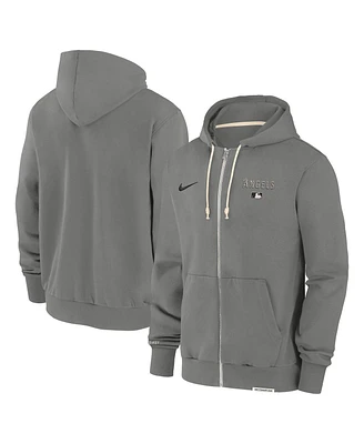 Nike Men's Charcoal Los Angeles Angels Authentic Collection Travel Performance Full-Zip Hoodie