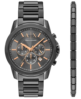 A|X Armani Exchange Men's Quartz Chronograph Gunmetal Stainless-Steel Watch, 44mm