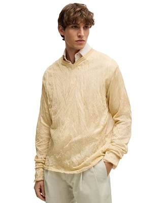 Boss by Hugo Boss Men's Crinkled Knit V-Neck Sweater