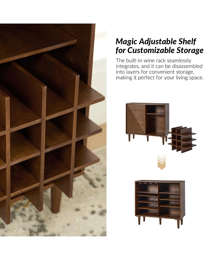 Alfred 34" Tall 3-Door Accent Cabinet with Adjustable Shelves