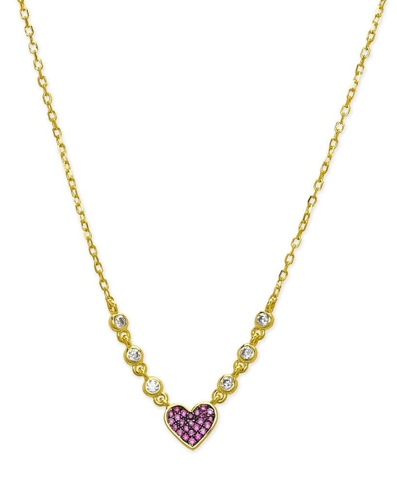 Lily Nily Girls Lab Ruby Heart Necklace in 18K Gold over Sterling Silver