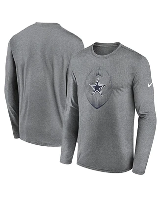 Nike Men's Heather Gray Dallas Cowboys Icon Legend Performance Long Sleeve T-Shirt