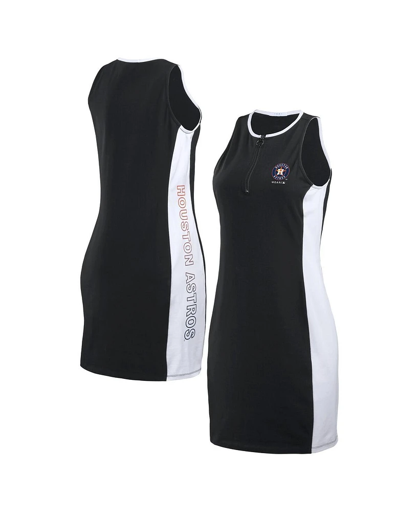 Wear by Erin Andrews Women's Black Houston Astros Color Block Quarter-Zip Sleeveless Dress