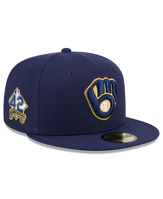 New Era Men's Navy Milwaukee Brewers 2025 Jackie Robinson Day 59FIFTY Fitted Hat