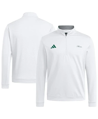 Adidas Men's White Miami Hurricanes Elevated Quarter-Zip Jacket