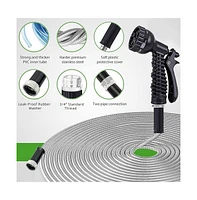 Garden Hose Stainless Steel Heavy Duty Water Hose No-Kink Rust Proof for Yard Outdoor 75ft