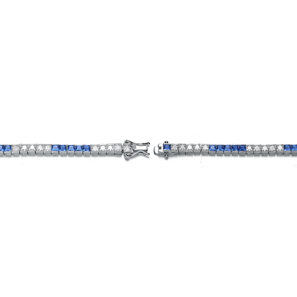 White Gold Plated with Colored Cubic Zirconia Tennis Bracelet