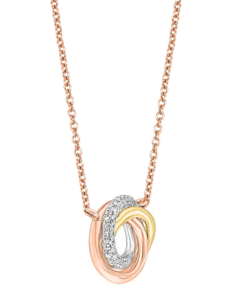 Lali Jewels Diamond Swirl Knot 18" Pendant Necklace (1/10 ct. t.w.) in 14k Tricolor Gold