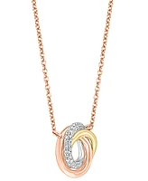 Lali Jewels Diamond Swirl Knot 18" Pendant Necklace (1/10 ct. t.w.) in 14k Tricolor Gold