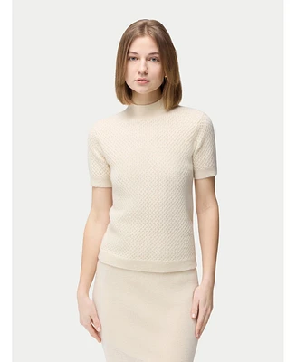 Gobi Cashmere Women's Organic Color Short-Sleeve Textured Top