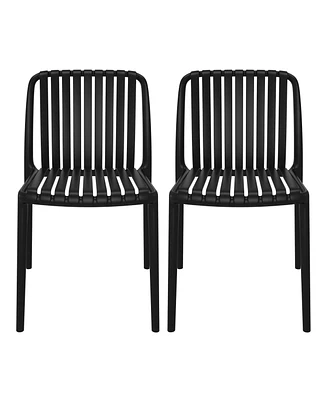 Outdoor Stackable Polypropylene Plastic Dining Side Chairs (Set of 2)