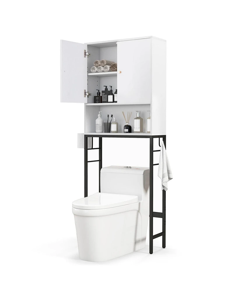 Over-the-Toilet Storage Cabinet with 2 Doors and Adjustable Shelf for Bathroom