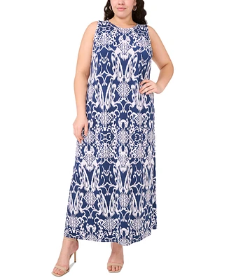 Msk Plus Size Printed Round-Neck Sleeveless Maxi Dress
