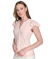 Tommy Hilfiger Women's Dot-Print Flutter-Sleeve Blouse