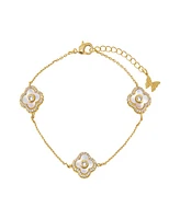By Adina Eden Multi Pave Outlined Colored Stone Clover Bracelet