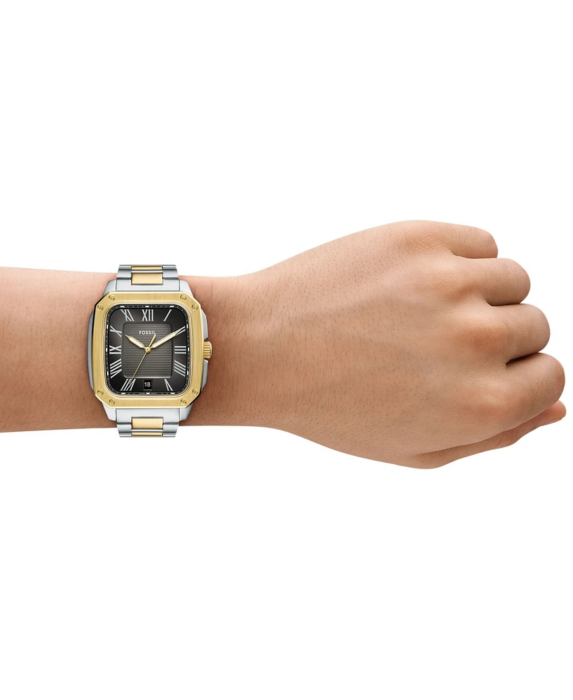 Fossil Men's Crosby Three-Hand Date Two-Tone Stainless-Steel Watch, 42mm