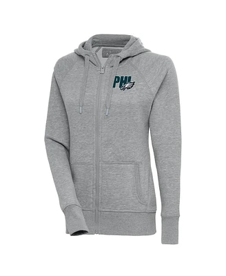 Antigua Women's Heather Gray Philadelphia Eagles Victory Full-Zip Hoodie