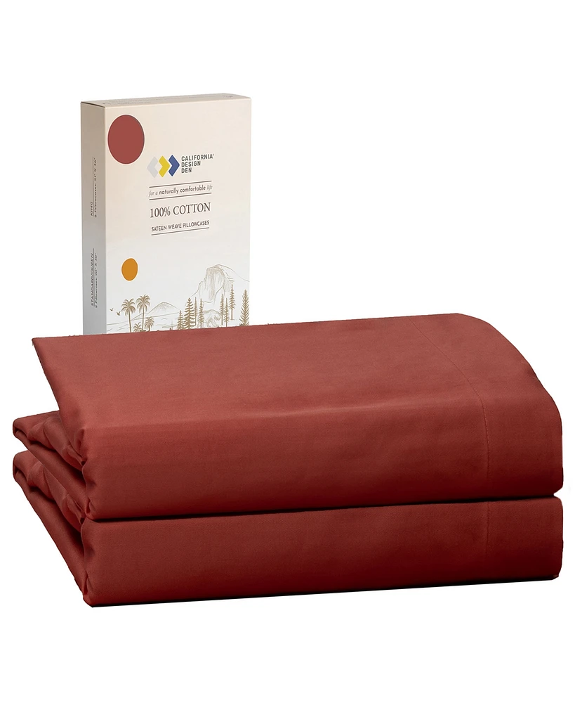 King Pillowcases Set of 2 – 100% Cotton, Soft & Cooling Sateen, Fits Pillows