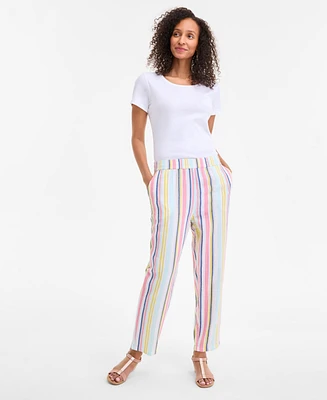 Style & Co Women's Striped Cotton Gauze Pull-On Pants, Exclusively at Macy's