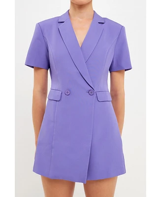 endless rose Women's Short Sleeve Blazer Romper
