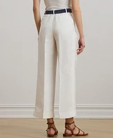 Lauren Ralph Lauren Women's Pleated Linen-Blend Twill Wide-Leg Pants