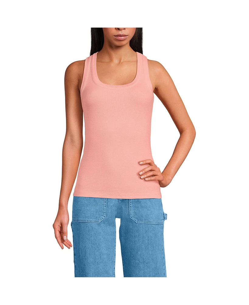 Lands' End Women's Drapey Rib Fitted Tank Top