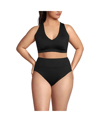 Lands' End Plus V-Neck Bikini and High Waisted Bottom Swimsuit Set