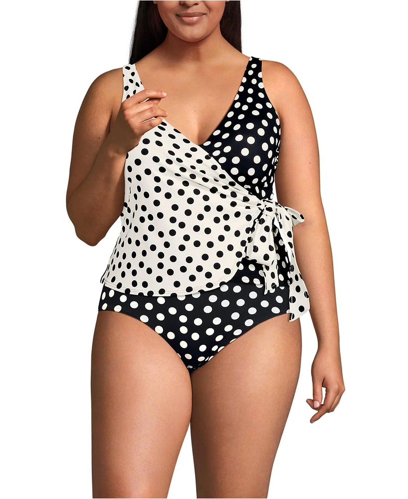 Lands' End Plus Size Side Tie Tankini Top