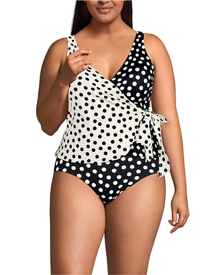 Lands' End Plus Size Side Tie Tankini Top