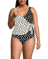 Lands' End Plus Size Side Tie Tankini Top