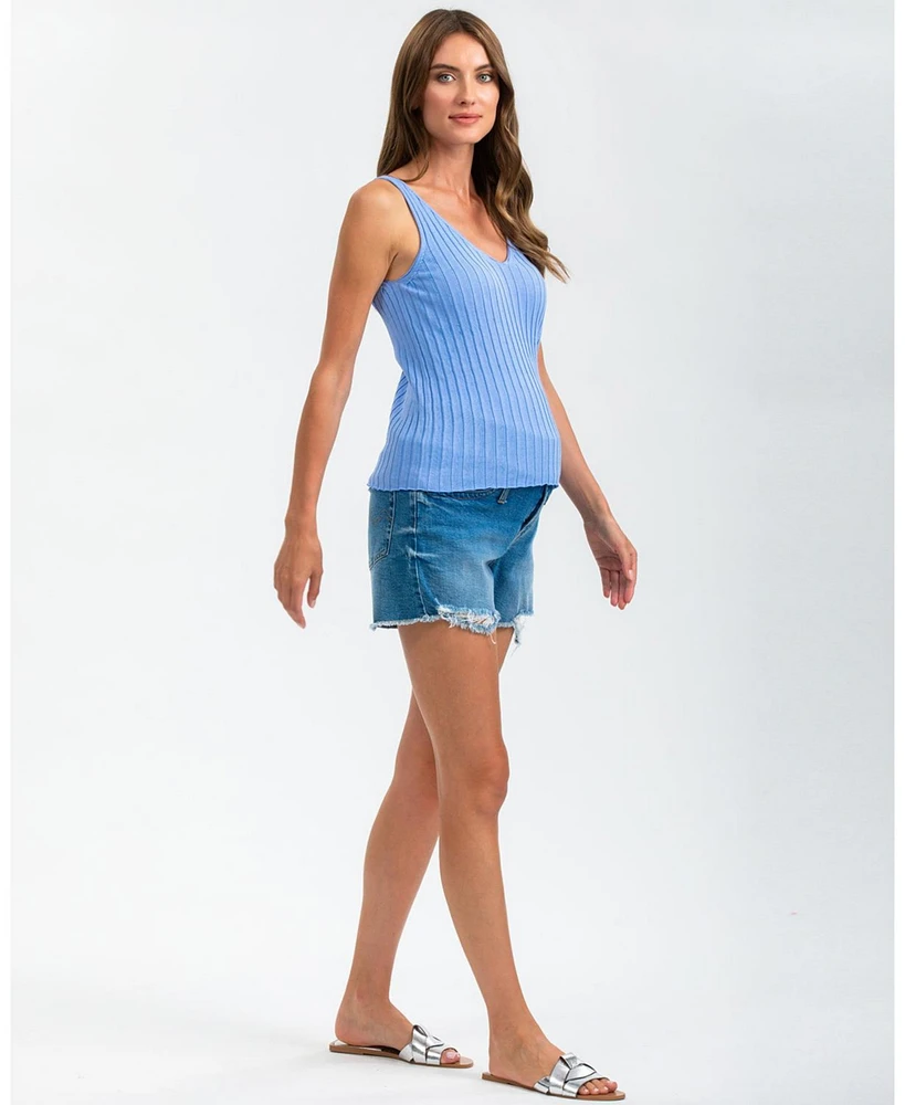 Pietro Brunelli Maternity Stretch Denim Frayed Hem Shorts