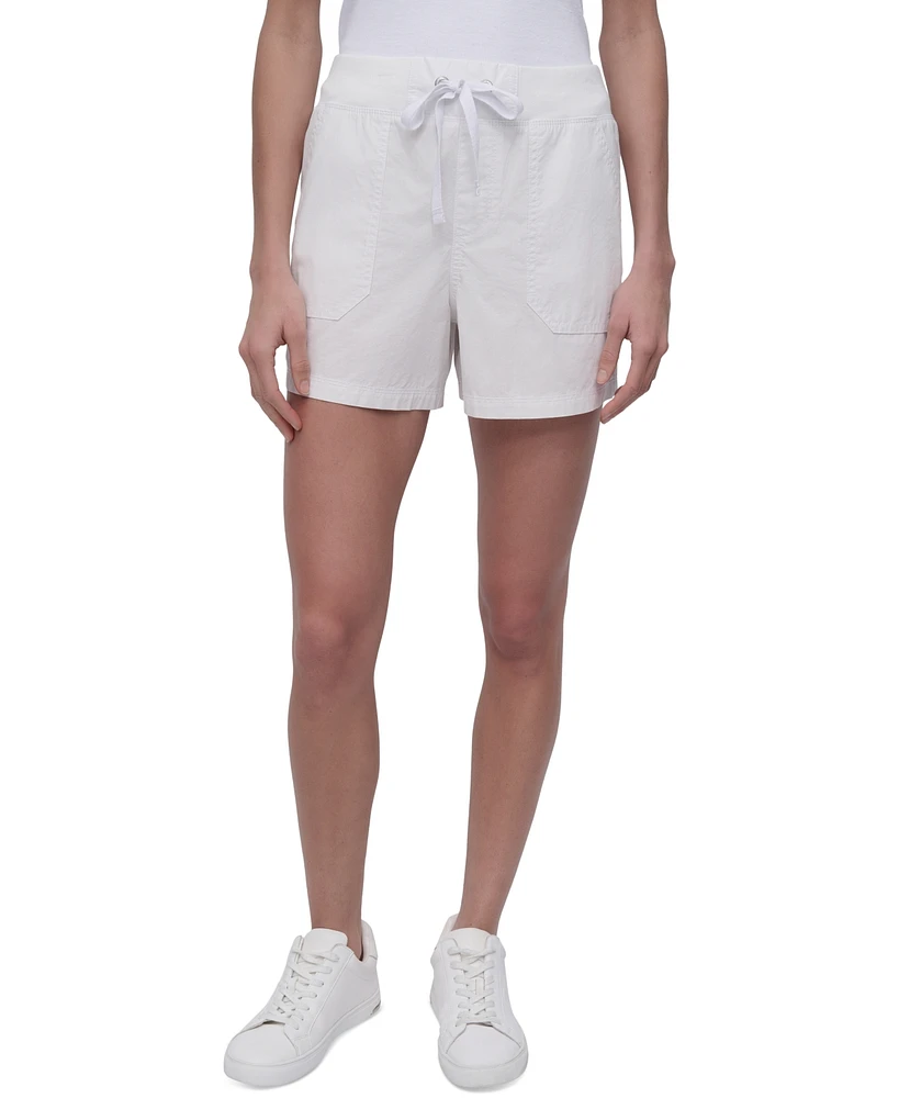 Dkny Sport Women's Cotton Twill Rib-Waistband Cargo Shorts