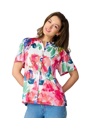 Cable & Gauge Women's Flutter Sleeve Pleated Top