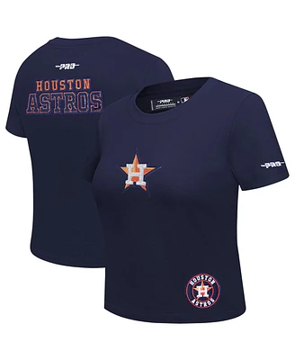 Pro Standard Women's Navy Houston Astros Game Day Classics Baby Doll Cropped T-Shirt