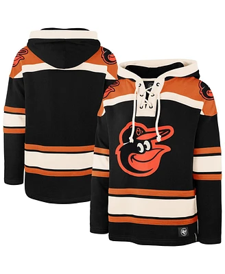 '47 Brand Men's Black Baltimore Orioles Superior Lacer Pullover Hoodie