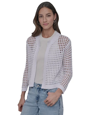 Dkny Jeans Petite Open-Stitch Cardigan