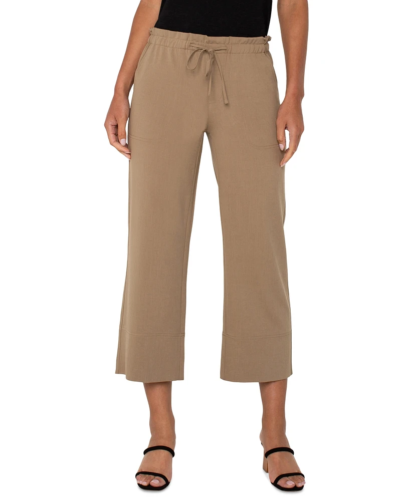 Liverpool Los Angeles Petite Cropped Pull-On Wide-Leg Pants