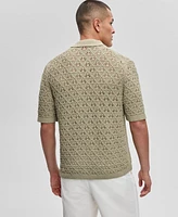 Hugo by Boss Men's Sommp Short Sleeve Knitted Textured Button-Front Shirt