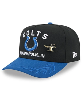 New Era Men's Black/Royal Indianapolis Colts 2025 Nfl Draft On Stage A-Frame 59FIFTY Fitted Hat