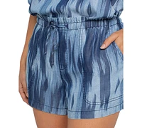 Liverpool Los Angeles Women's Printed Chambray Drawstring Shorts